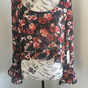 NWT Long Sleeved Blouse. Semi sheer. Large